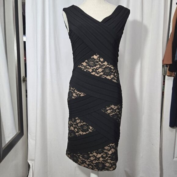 Adrianna papell lace combo cocktail dress sz 4 - Picture 3 of 10